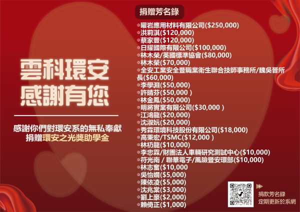 系友捐贈芳名錄(詳細名單如下)